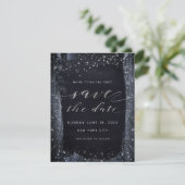 Silver Sterrennacht Wedding Save the Date (Staand voorkant)