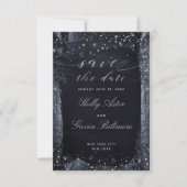 Silver Sterrennacht Wedding Save the Date (Voorkant)