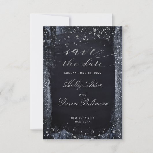 Silver Sterrennacht Wedding Save the Date (Voorkant)
