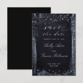 Silver Sterrennacht Wedding Save the Date (Voorkant / Achterkant)