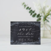 Silver Sterrennacht Wedding Save the Date (Staand voorkant)
