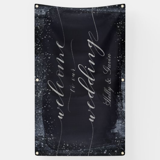 Silver Sterrennacht Wedding Spandoek (Verticaal)