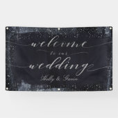 Silver Sterrennacht Wedding Spandoek (Horizontaal)