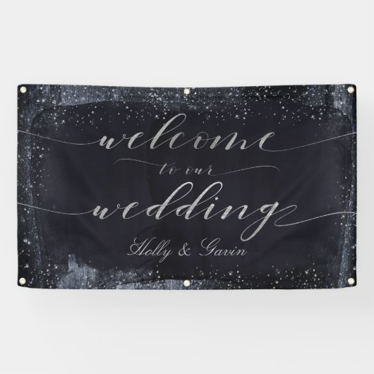 Silver Sterrennacht Wedding Spandoek (Horizontaal)