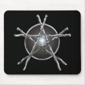 Silver Sticks Pentagram Mousepad Muismat (Voorkant)
