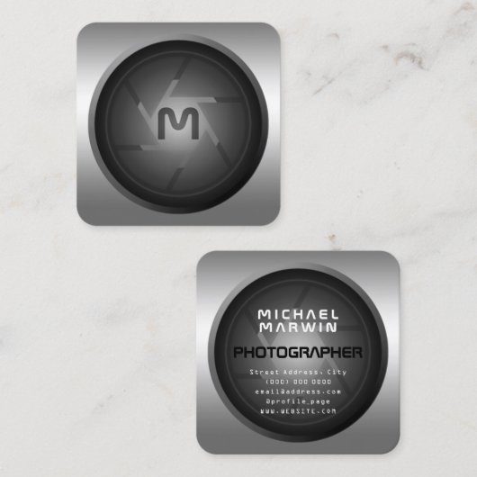 Silver-stijl visitekaartje lens-vierkant (Voorkant / Achterkant)