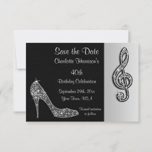 Silver Stiletto & Treble Cleft 40th Save the Date (Achterkant)