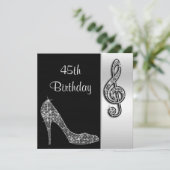 Silver Stiletto & Treble Cleft 45e verjaardag Kaart (Staand voorkant)