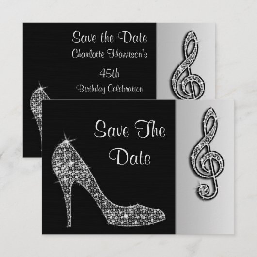 Silver Stiletto & Treble Cleft 45th Save the Date (Voorkant / Achterkant)