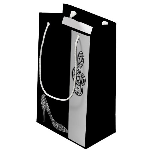 Silver Stiletto & Treble Cleft 50e verjaardag Klein Cadeauzakje (Achterkant Gekanteld)