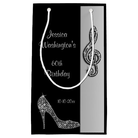 Silver Stiletto & Treble Cleft 60e verjaardag Klein Cadeauzakje (Voorkant)