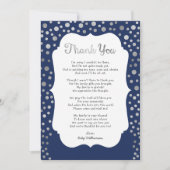 Silver Stippen navy boy baby shower bedankbriefjes Kaart (Voorkant)
