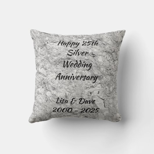 Silver Stone 25th Silver Wedding Jubileum Kussen (Achterkant)