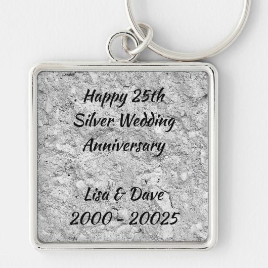 Silver Stone 25th Silver Wedding Jubileum Sleutelhanger (Voorkant)