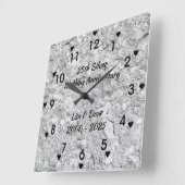 Silver Stone 25th Silver Wedding Jubileum Vierkante Klok (Hoek)