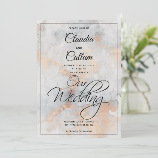 Silver Stone Quarry Wedding Invitation Kaart (Staand voorkant)