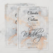 Silver Stone Quarry Wedding Invitation Kaart (Voorkant / Achterkant)