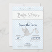 Silver Stork Baby Boy Baby shower Kaart (Voorkant)
