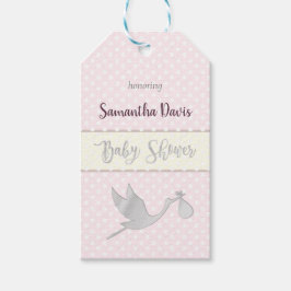 Silver Stork Baby Girl Baby shower Cadeaulabel
