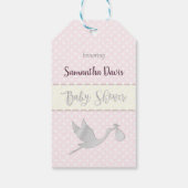 Silver Stork Baby Girl Baby shower Cadeaulabel (Achterkant)