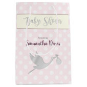 Silver Stork Baby Girl Baby shower Medium Cadeauzakje (Voorkant)