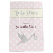 Silver Stork Baby Girl Baby shower Medium Cadeauzakje (Achterkant)