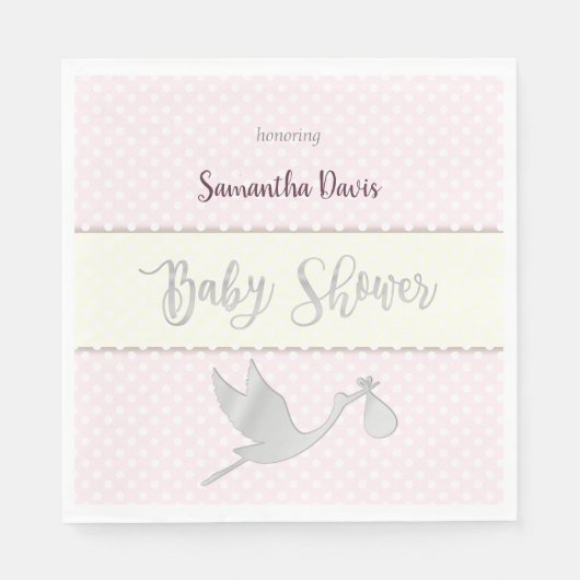Silver Stork Baby Girl Baby shower Servet (Voorkant)