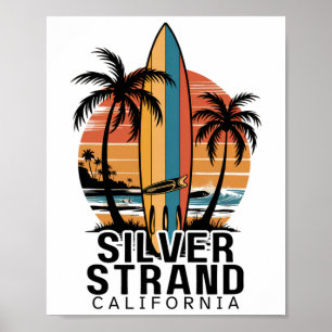 Silver Strand Beach Californië Surfen Surfer Poster