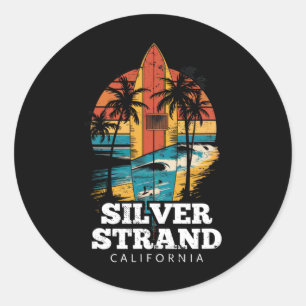 Silver Strand Beach Californië Surfplank Surfen R Ronde Sticker