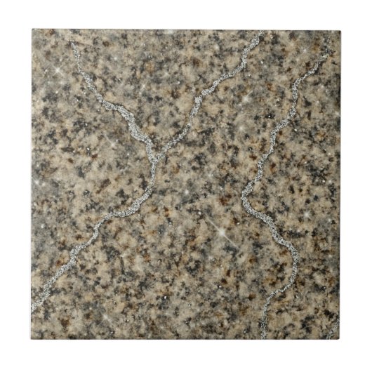 Silver Streams – Luxe Graniet Keramische Tegel Tegeltje (Voorkant)