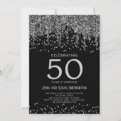 Silver String Light Glitter Zwart 50e Jubileum Kaart (Voorkant)