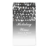Silver String Lights Holiday Party Wine Label (Voorkant)