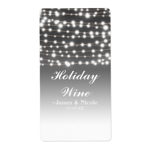 Silver String Lights Holiday Party Wine Label (Voorkant)