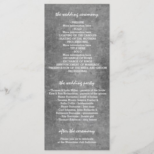 Silver String Lights Trouwprogramma's Programmakaart (Achterkant)