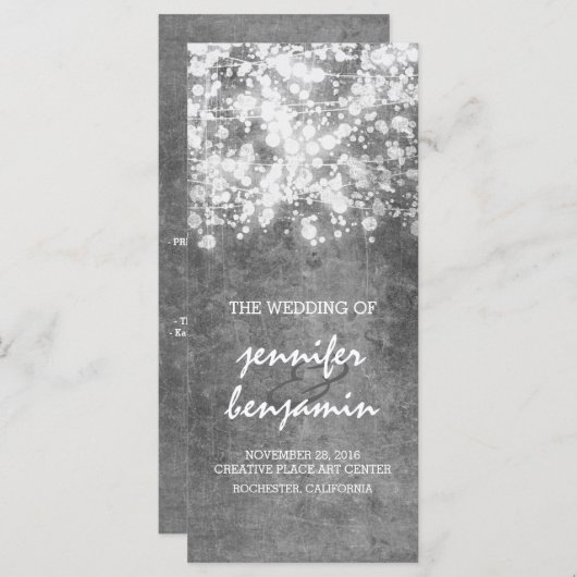 Silver String Lights Trouwprogramma's Programmakaart (Voorkant / Achterkant)