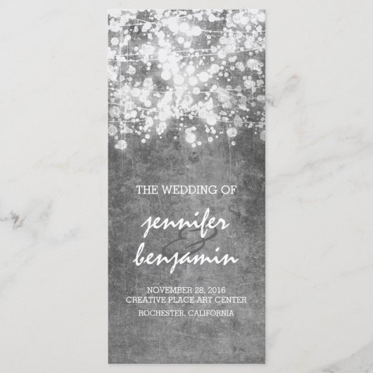 Silver String Lights Trouwprogramma's Programmakaart (Voorkant)