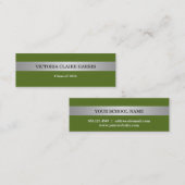 Silver stripe green class jaar afstuderen naamkaar contactkaartje (Voorkant / Achterkant)