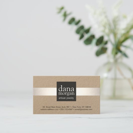 Silver Stripe Jewelry Designer Visitekaartje (Staand voorkant)