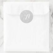 Silver Stripe Monogram Trouwstickers Ronde Sticker (Tas)