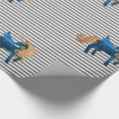 Silver Stripe Navy Unicorn BIRTHDAY WEDDING WRAP Cadeaupapier (Hoek)