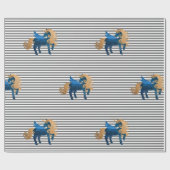 Silver Stripe Navy Unicorn BIRTHDAY WEDDING WRAP Cadeaupapier (Vlak)
