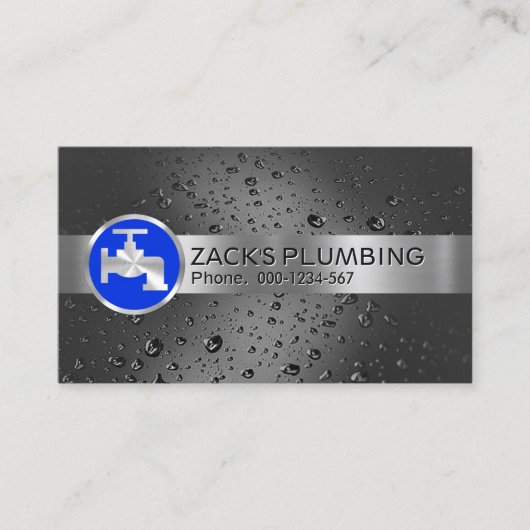Silver Stripe-pijpleiding op waterdruppels Visitekaartje (Voorkant)