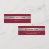 Silver stripe Red class jaar afstuderen naamkaart Contactkaartje (Voorkant / Achterkant)