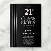 Silver Striped Black Grey 21st Surprise Birthday