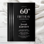 Silver Striped Black Grey 60th Birthday Party Kaart<br><div class="desc">Invite your friends and loved ones to your birthday celebration with this modern silver striped black and grey 60th birthday party invitation. The customizable text area in this invitation template allows you to include all the necessary details for your special birthday celebration, including the date, time, venue, and RSVP information....</div>