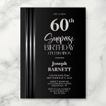 Silver Striped Black Grey 60th Surprise Birthday Kaart<br><div class="desc">Make the surprise unforgettable with this stylish silver striped black and grey surprise 60th birthday party invitation. The customizable text templates allow you to add the name of the honored guest, the secret party details, and the venue with ease. Your guest of honor will be in for a night of...</div>