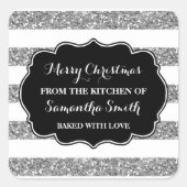 Silver Stripes Christmas Bakken Sticker (Voorkant)