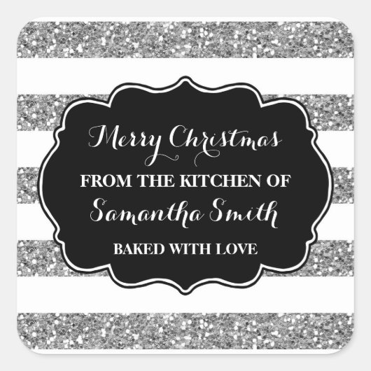 Silver Stripes Christmas Bakken Sticker (Voorkant)