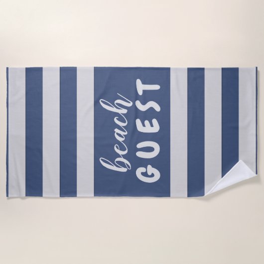 Silver Stripes Custom Text Beach GUEST Strandlaken (Voorkant)