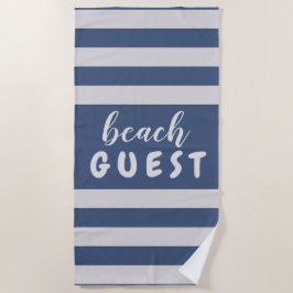 Silver Stripes Custom Text Beach GUEST Strandlaken